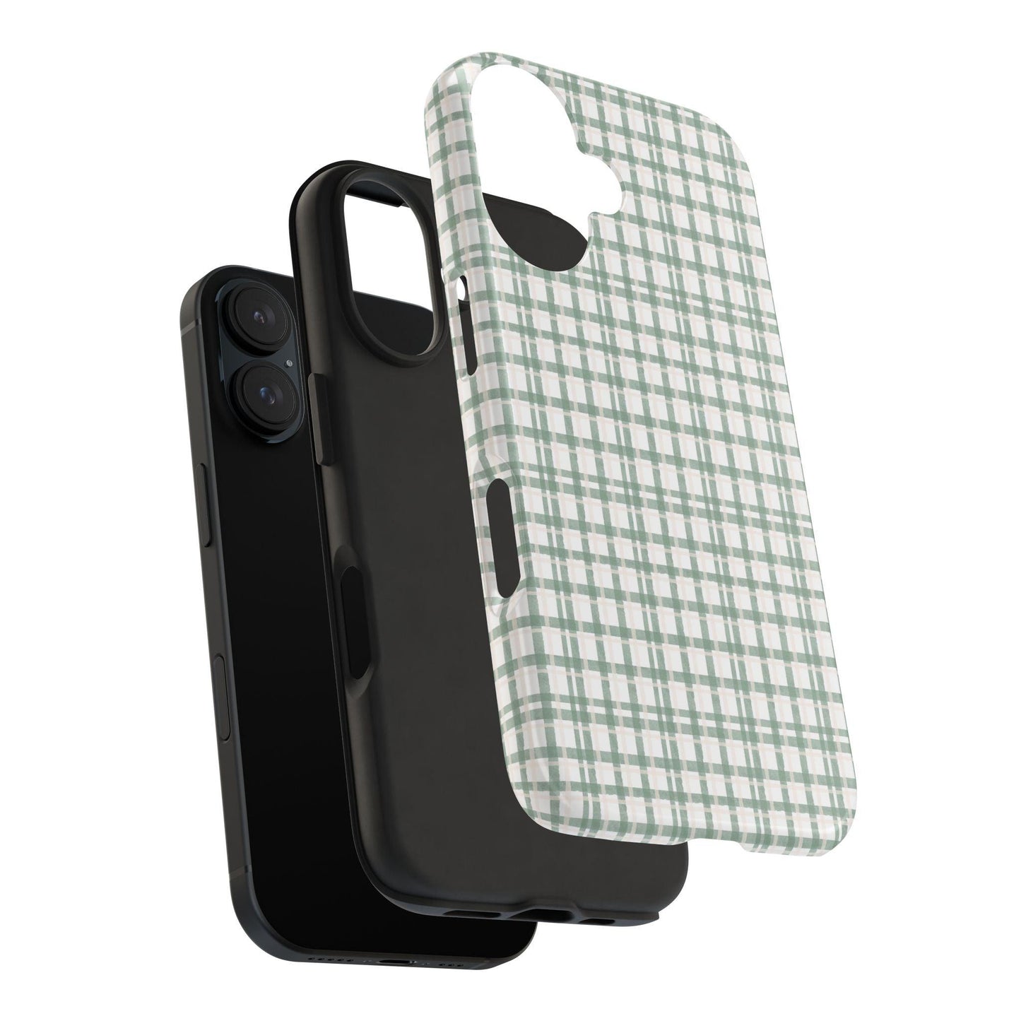 Vintage Sage Gingham Tough iPhone Cases