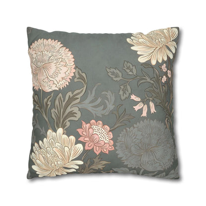 Grey Floral Spun Polyester Square Pillowcase