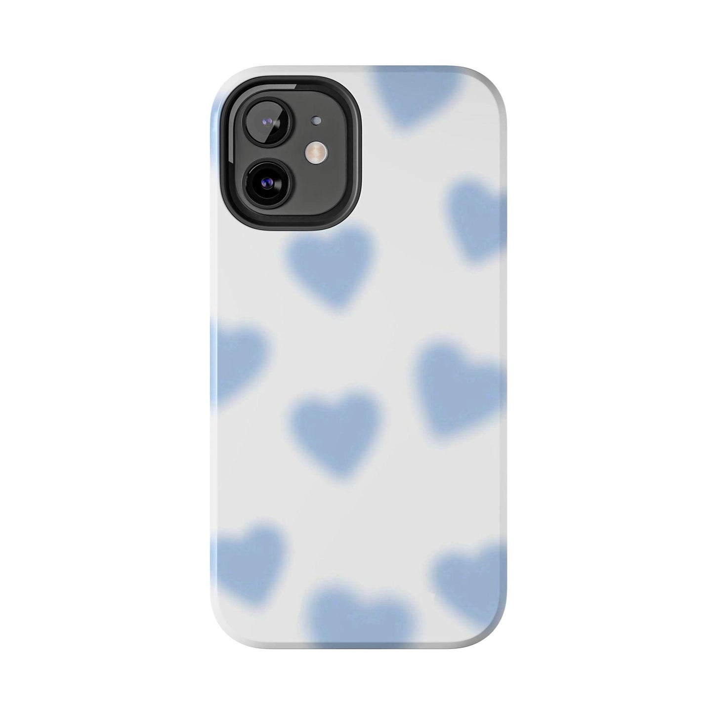 Blue-Blurry Hearts Tough iPhone Cases