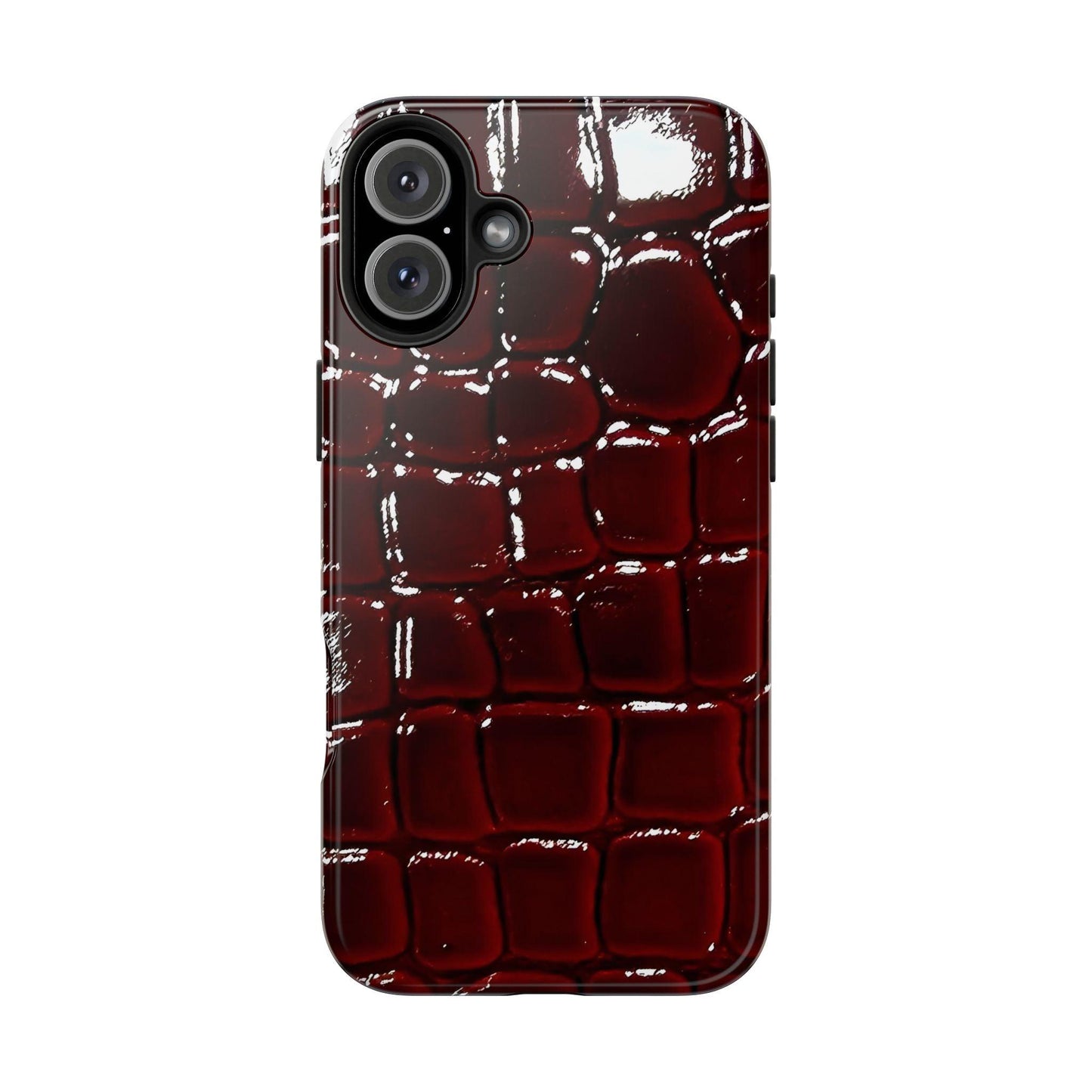 Croc Print Cherry Red Tough Phone Case – Luxe Protection with Bold Style