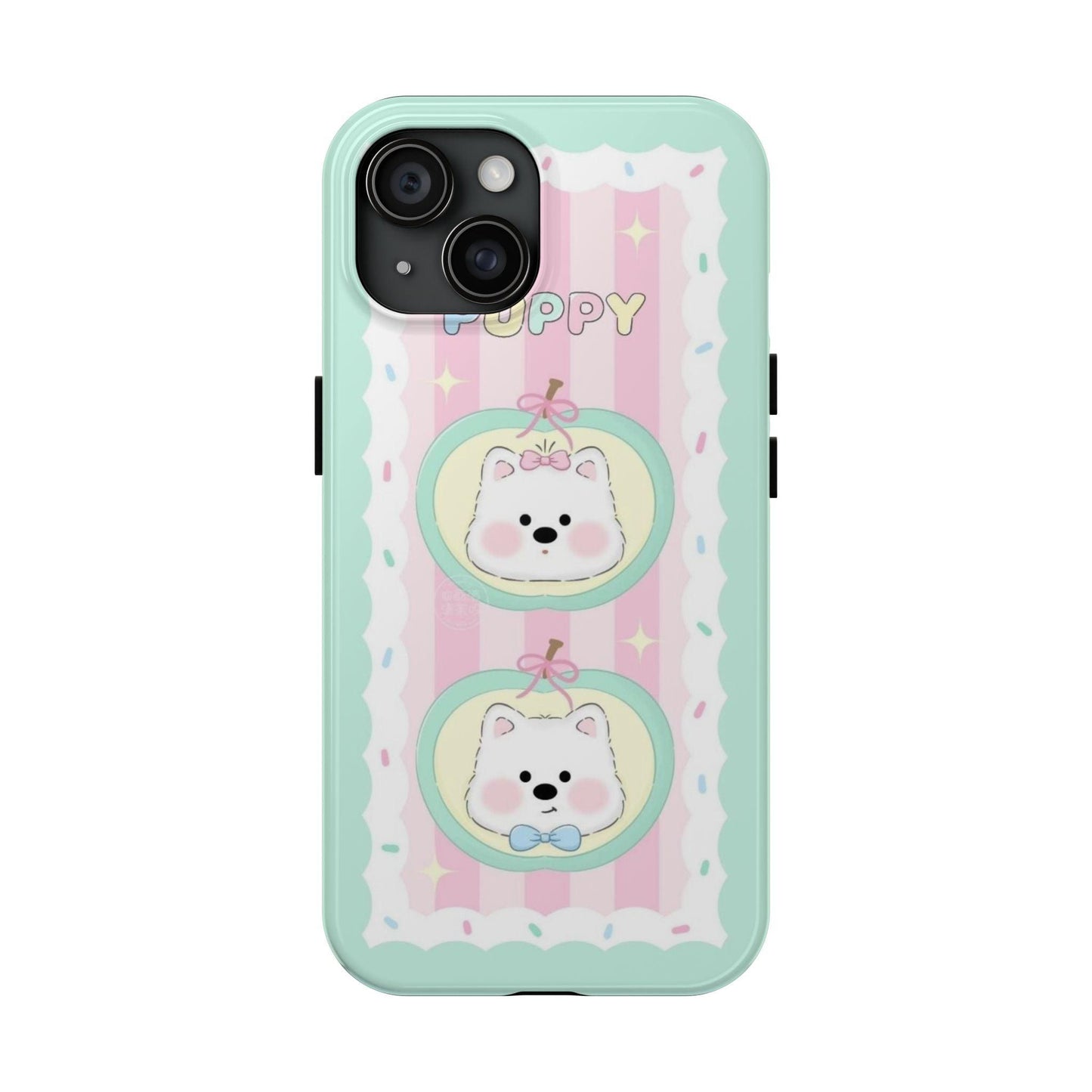 Cute Puppy Pink and Green Tough iPhone Cases