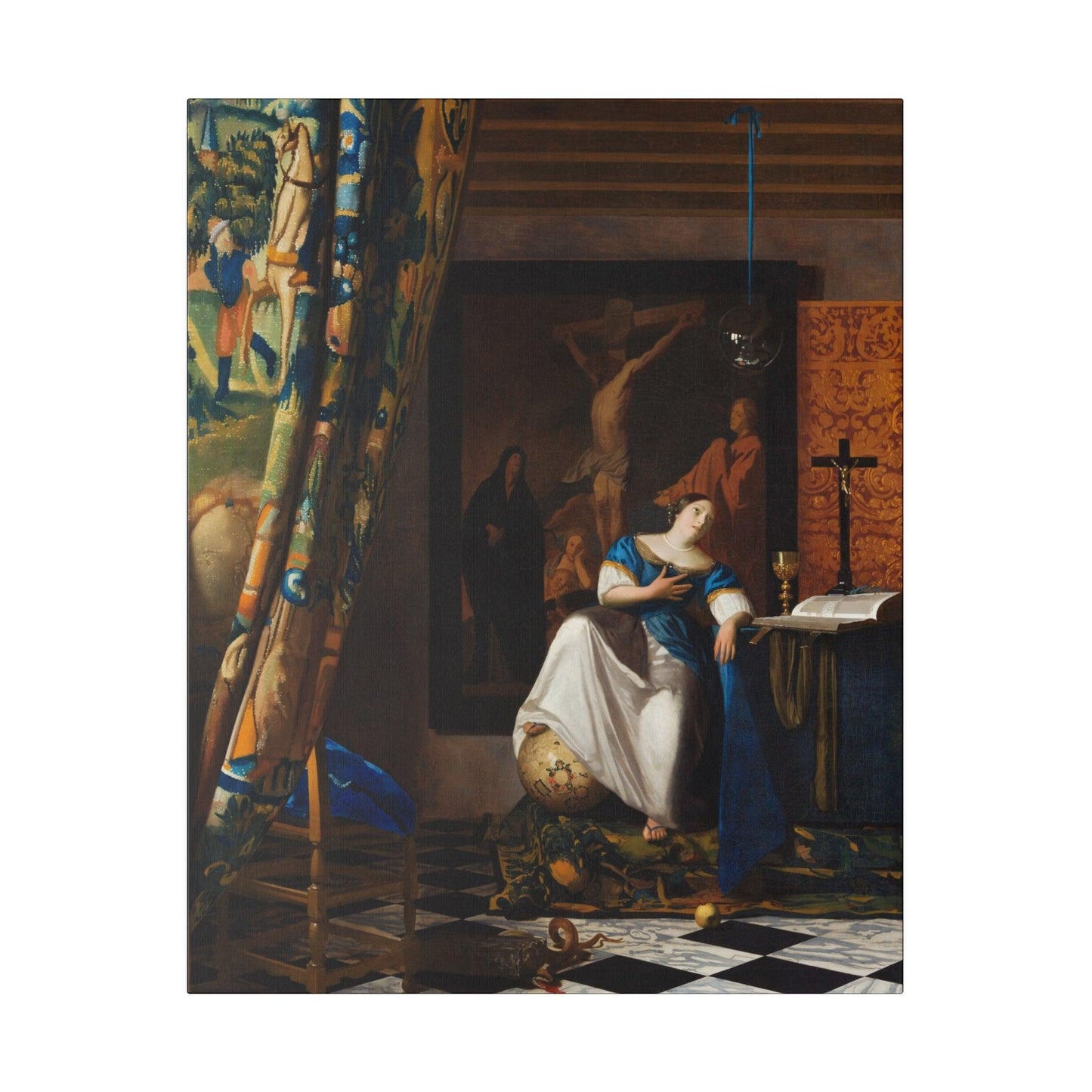 Allegory of the Catholic Faith circa 1670 by Johannes Vermeer on a Matte Canvas Stretched 0.75