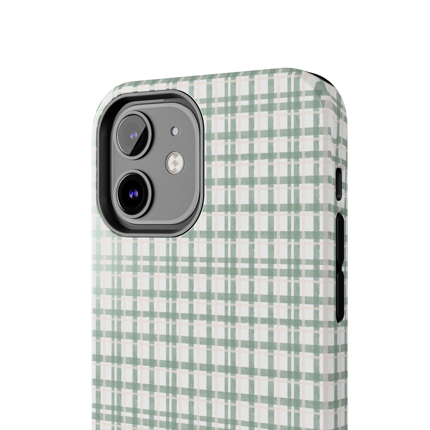 Vintage Sage Gingham Tough iPhone Cases