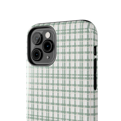 Vintage Sage Gingham Tough iPhone Cases