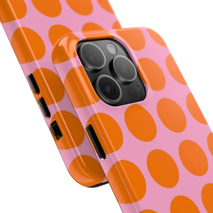 Orange Dots on Pink Tough Phone Cases