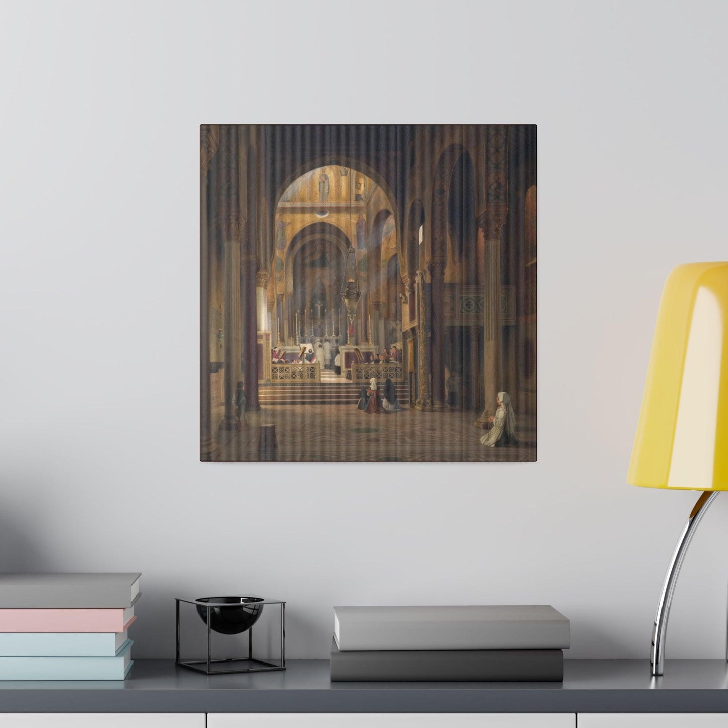 Interior of the Capella Palatina in Palermo Italy by Martinus Rørbye  on a Matte Canvas Stretched 0.75