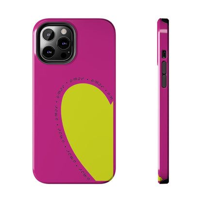 Amor Neon Heart Tough iPhone Cases