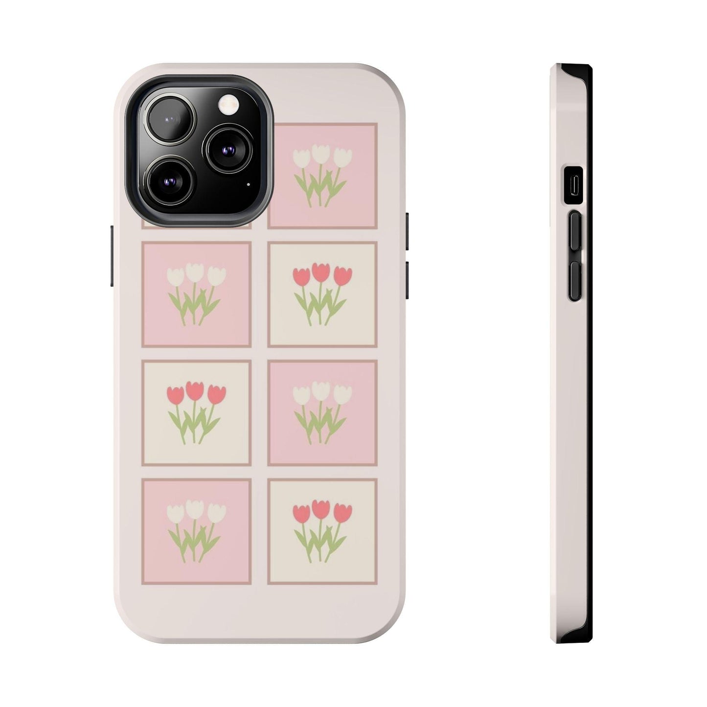 Floral Pastel Tulips Garden Tough iPhone Cases