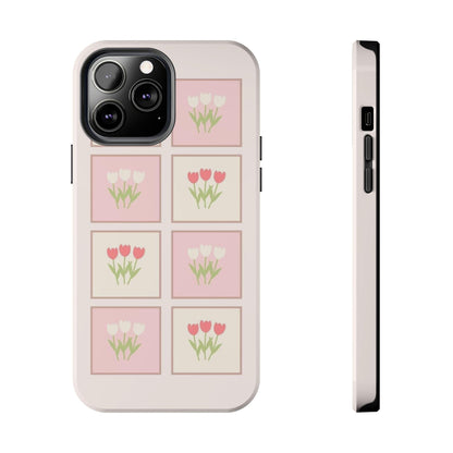 Floral Pastel Tulips Garden Tough iPhone Cases