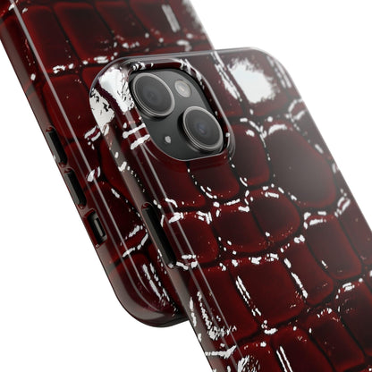 Croc Print Cherry Red Tough Phone Case – Luxe Protection with Bold Style