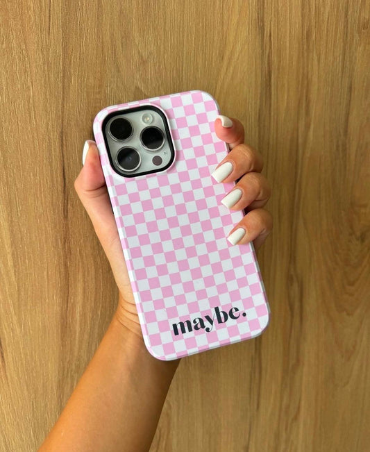 maybe. Pink Check Chess Tough iPhone Case with White and Pink Boxes