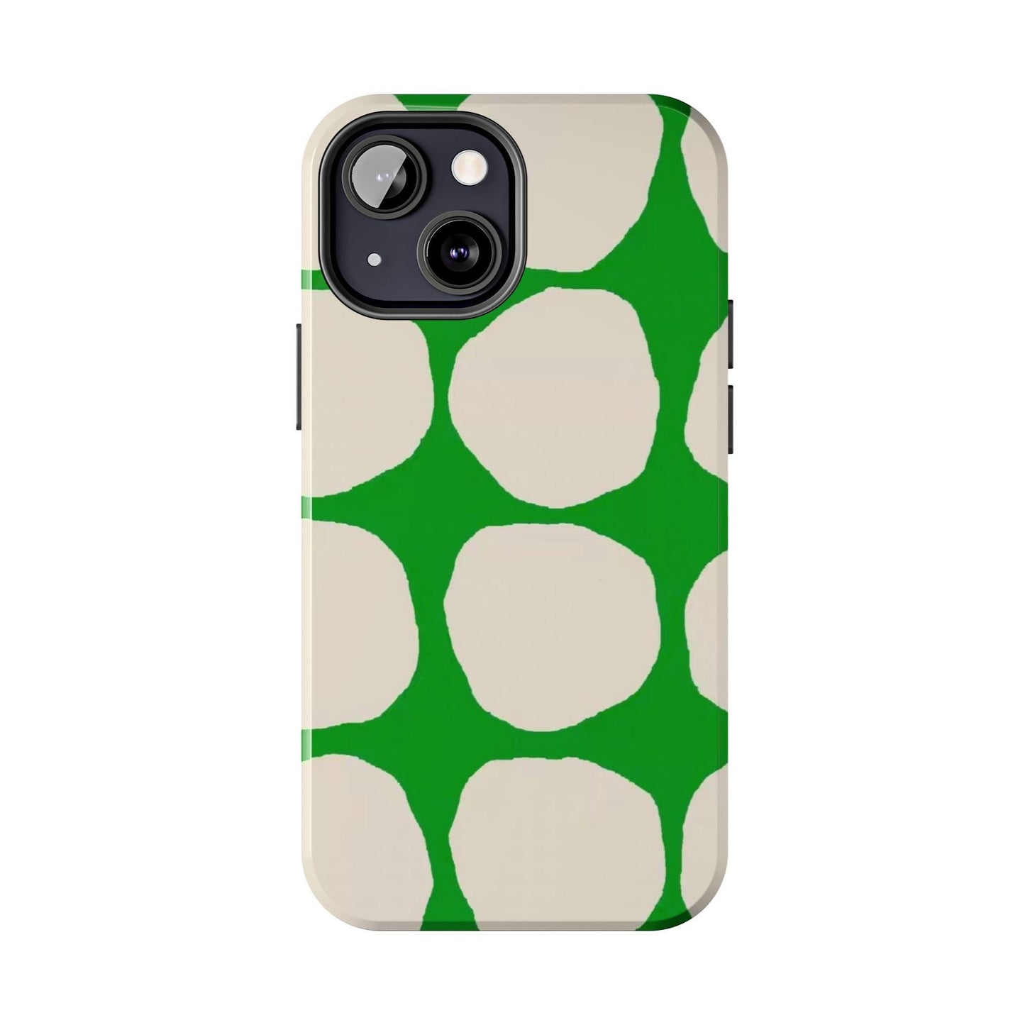 Green Scape with Beige Dots Tough iPhone Cases