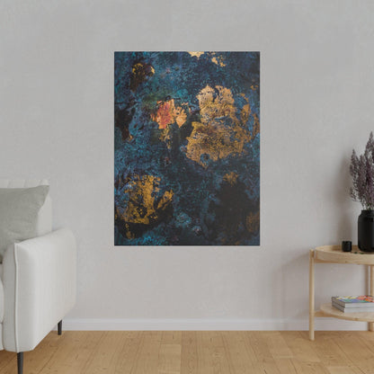 Blue Gold Abstract Painting - Matte Canvas, Stretched, 0.75"