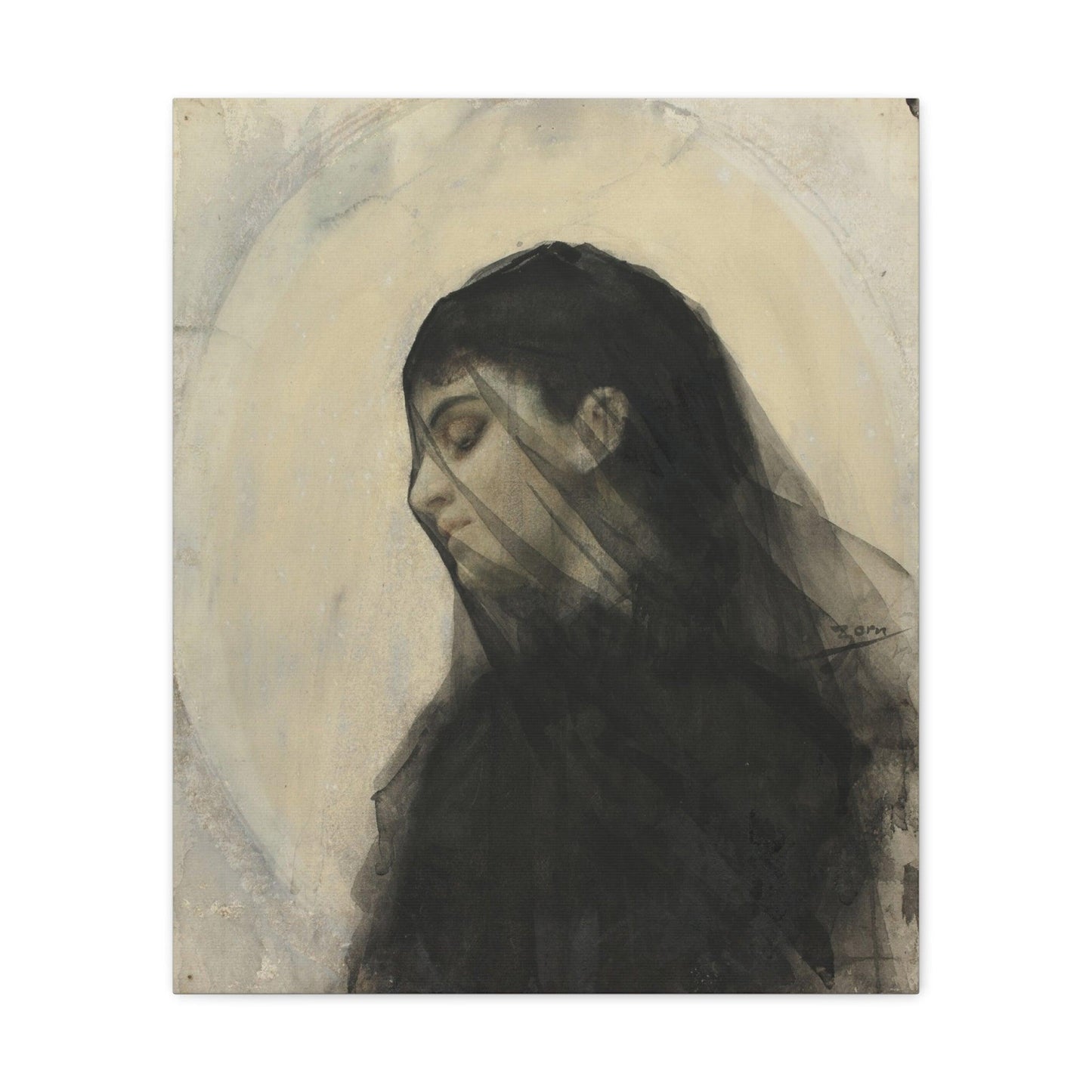 Head of a Veiled Woman by Anders Zorn - Canvas Gallery Wraps