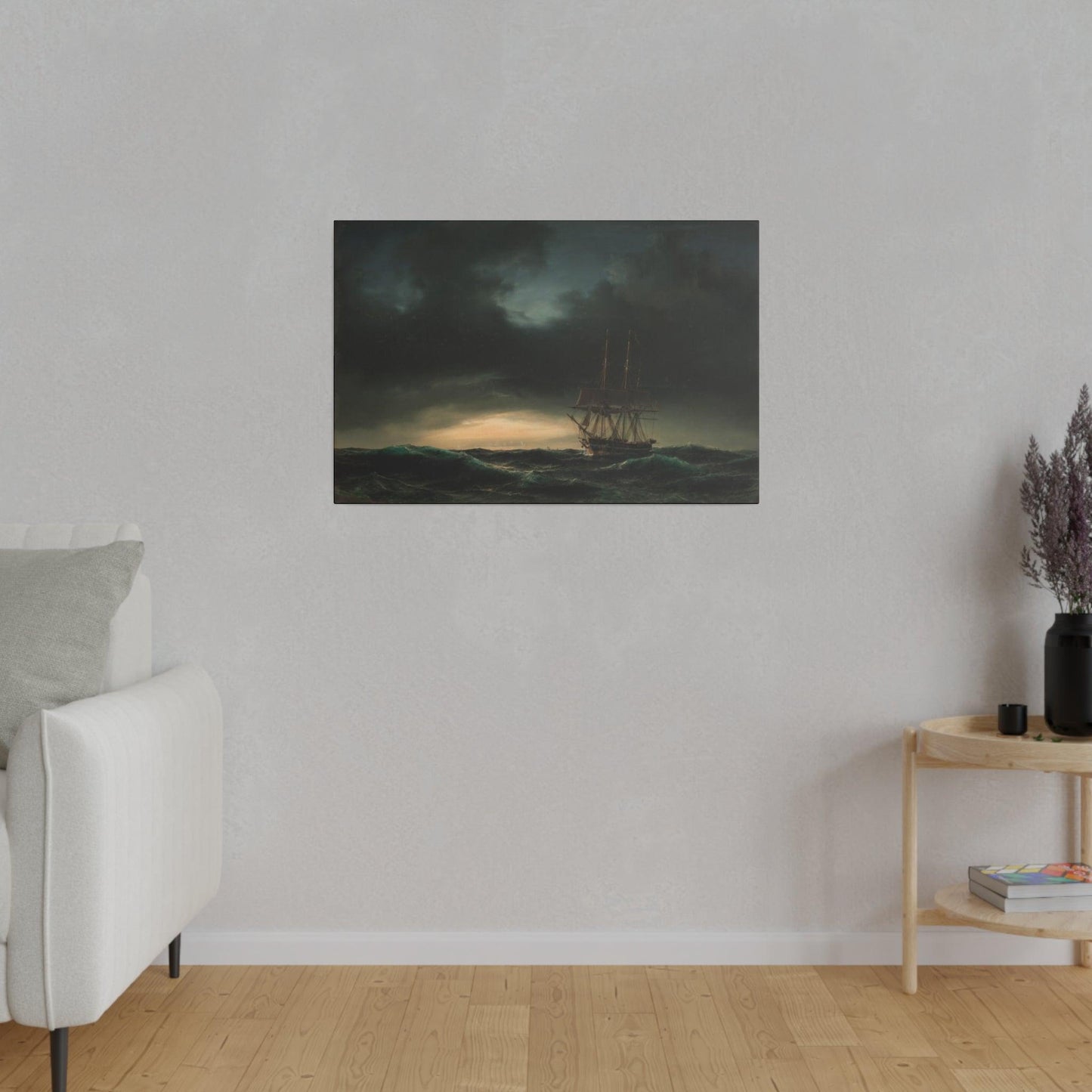 A Danish corvette in the lake after a storm by Anton Melbye - Matte Canvas, Stretched, 0.75"