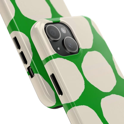 Green Scape with Beige Dots Tough iPhone Cases