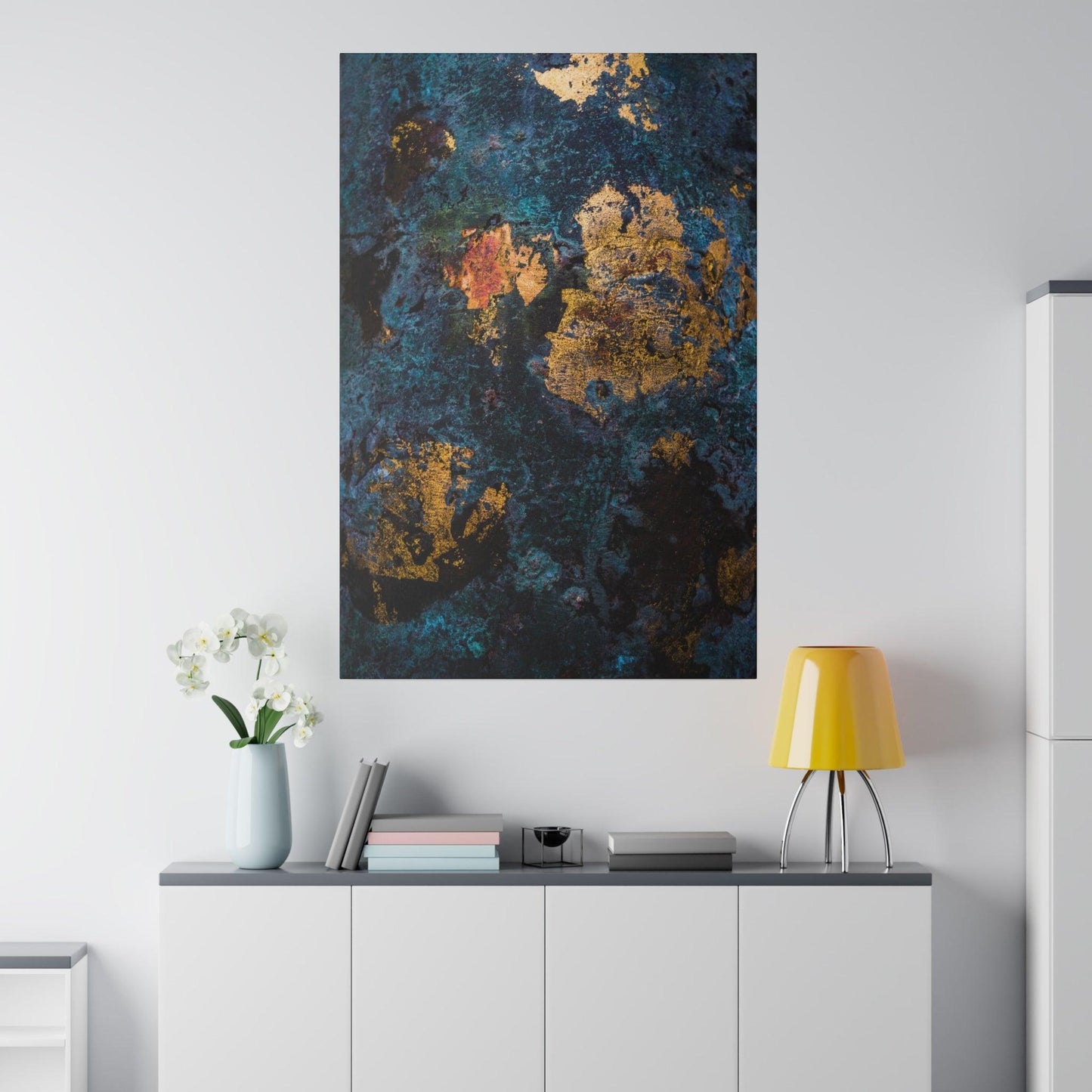 Blue Gold Abstract Painting - Matte Canvas, Stretched, 0.75"