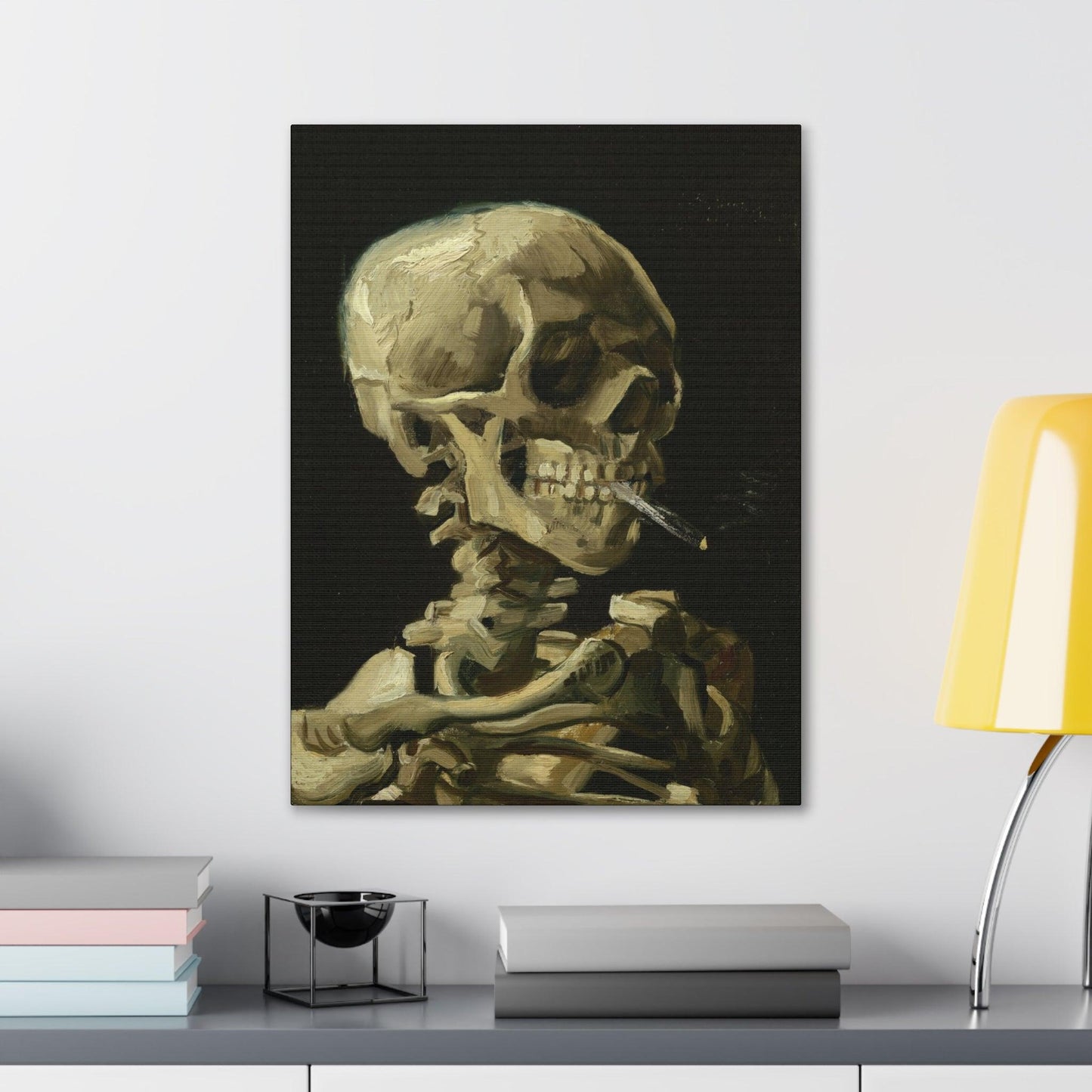 Vincent van Gogh - Head of a skeleton with a burning cigarette - Canvas Gallery Wraps