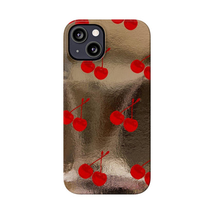 Golden Cherry Bliss Slim iPhone Cases