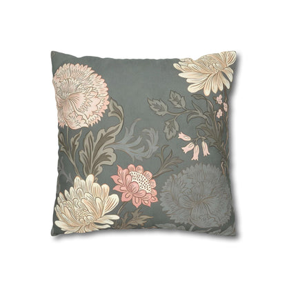 Grey Floral Spun Polyester Square Pillowcase