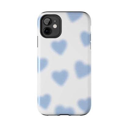 Blue-Blurry Hearts Tough iPhone Cases