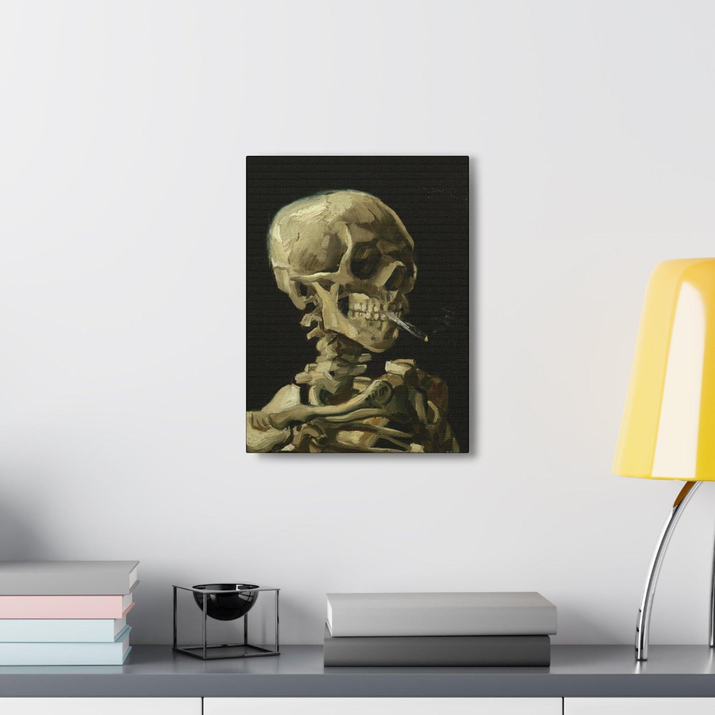 Vincent van Gogh - Head of a skeleton with a burning cigarette - Canvas Gallery Wraps