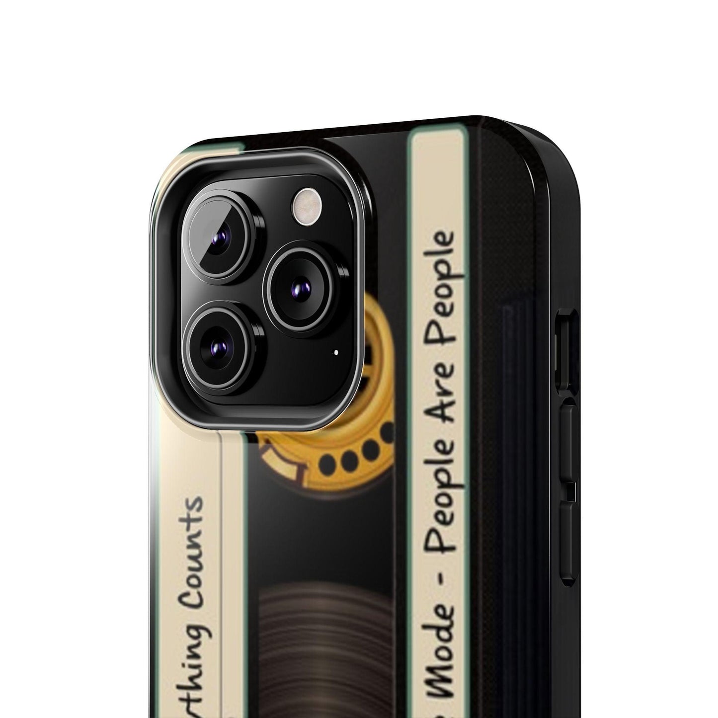 Nostalgic Old Cassette Tape with Yellow wheels iPhone Cases