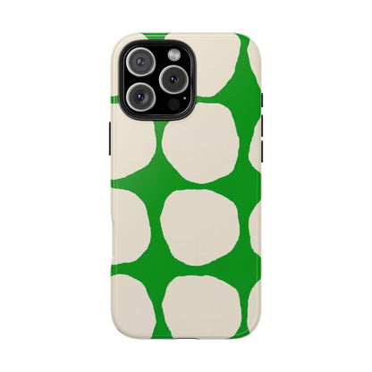 Green Scape with Beige Dots Tough iPhone Cases