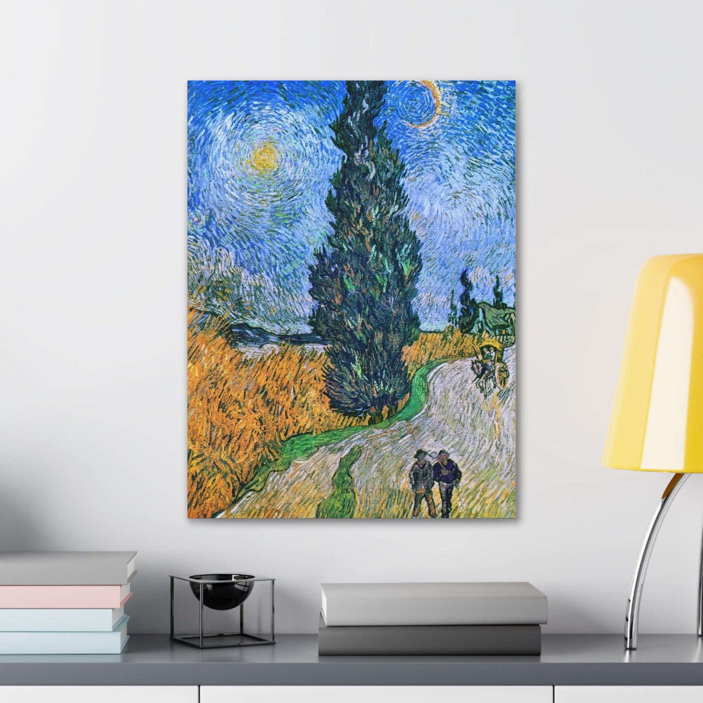 Vincent van Gogh's Road with Cypress and Star (1890) - Canvas Gallery Wraps