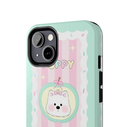 Cute Puppy Pink and Green Tough iPhone Cases