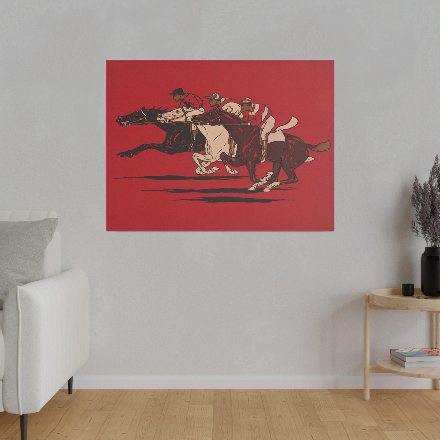 The Runners (1900), vintage horse racing illustration - Matte Canvas, Stretched, 0.75"