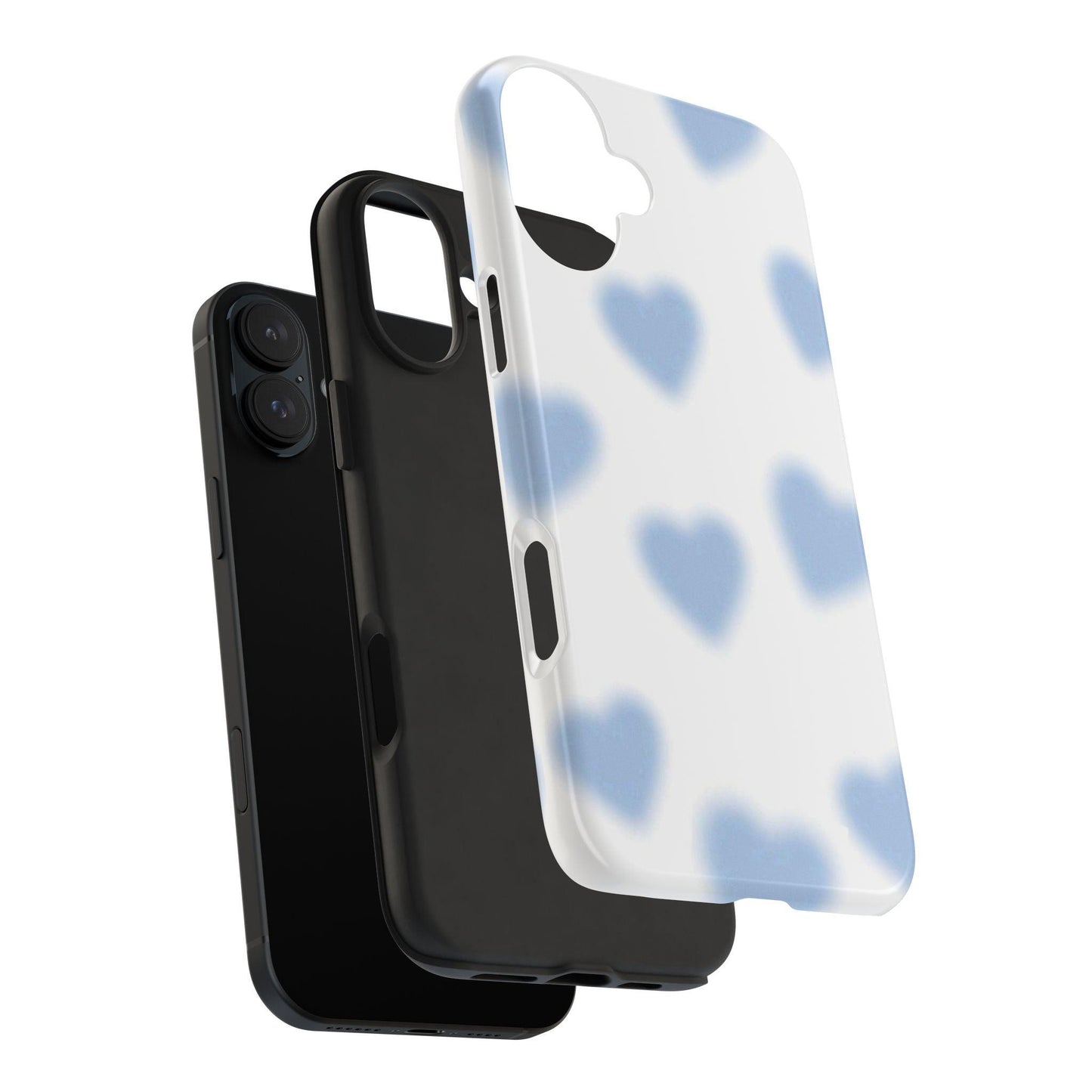 Blue-Blurry Hearts Tough iPhone Cases