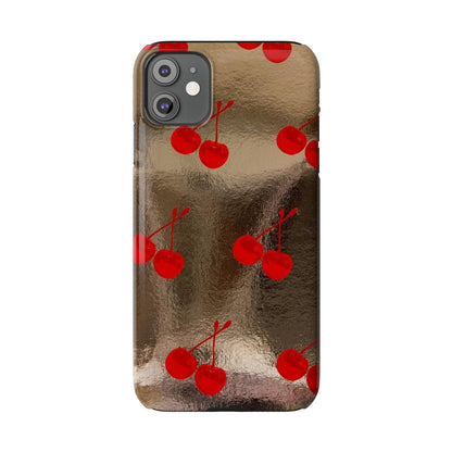 Golden Cherry Bliss Slim iPhone Cases