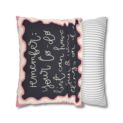 Fun Things in To Do List Cushion Cover - Spun Polyester Square Pillowcase in Cream and Pink