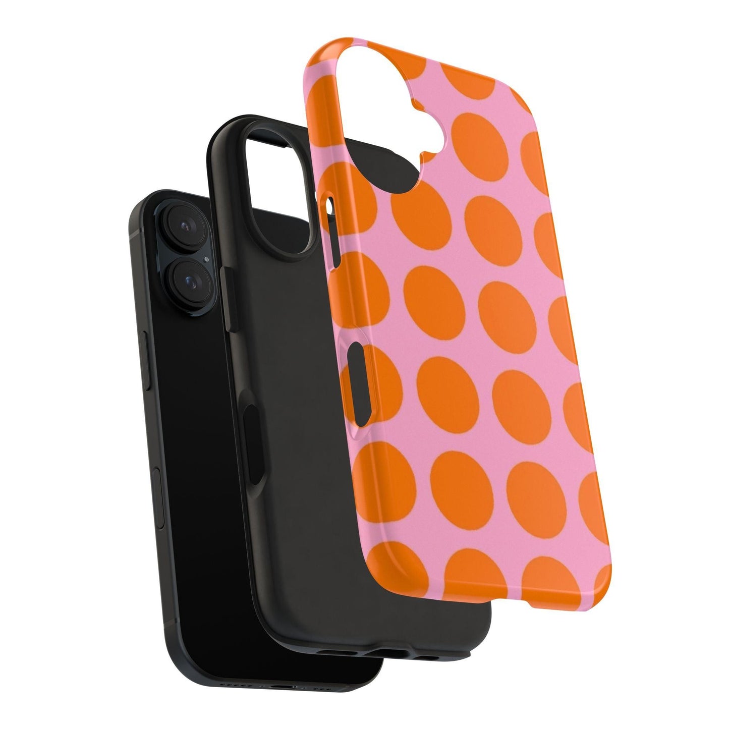 Orange Dots on Pink Tough Phone Cases