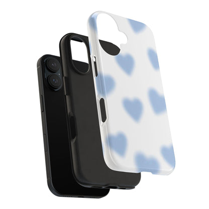 Blue-Blurry Hearts Tough iPhone Cases