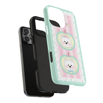 Cute Puppy Pink and Green Tough iPhone Cases