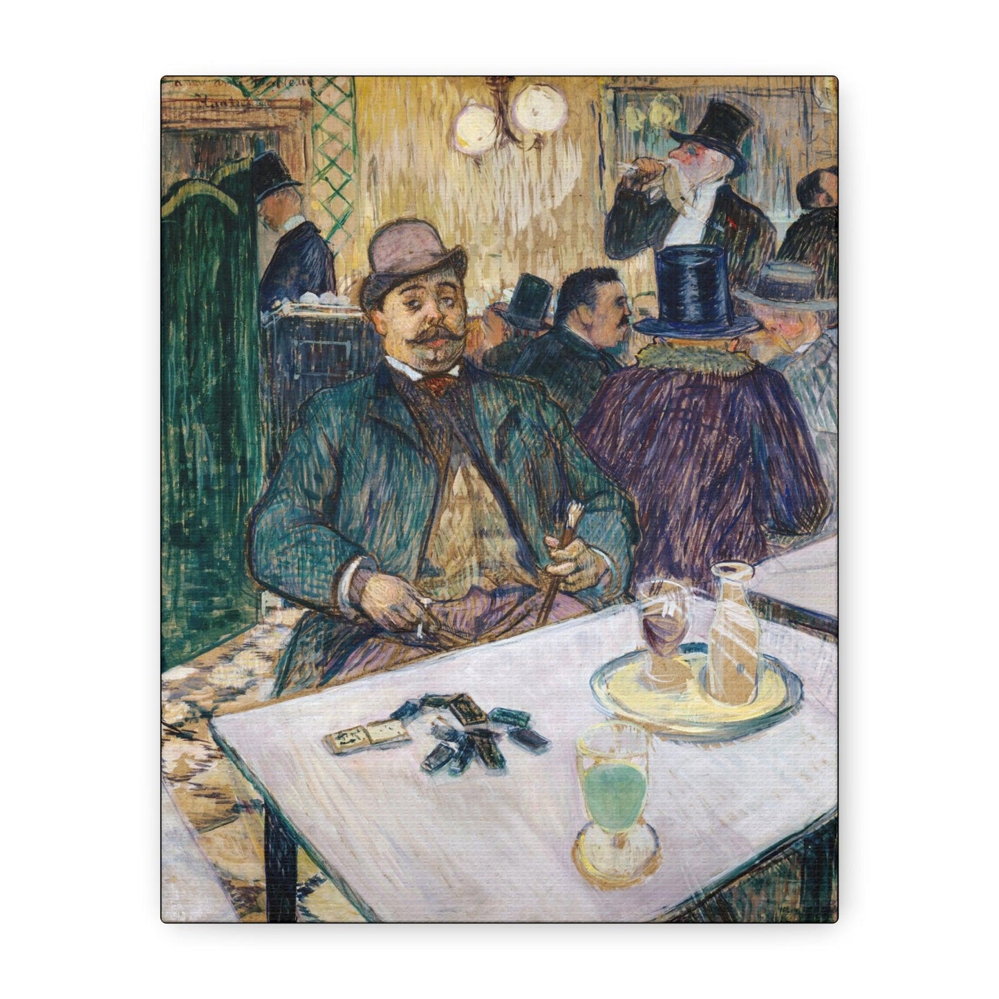 Monsieur Boileau at the Café (1893) painting in high resolution by Henri de Toulouse Lautrec - Matte Canvas, Stretched, 1.25"