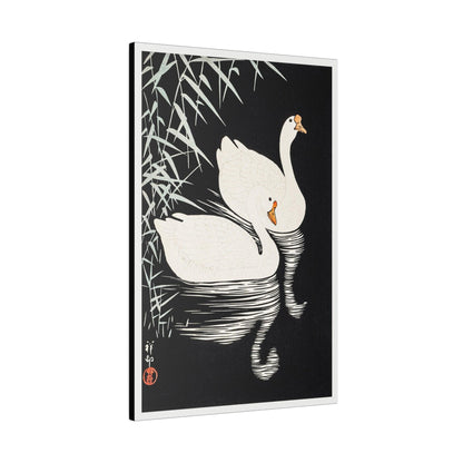 White Chinese Geese Swimming by Reeds by (1928) Ohara Koson - Matte Canvas, Stretched, 0.75"