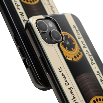 Nostalgic Old Cassette Tape with Yellow wheels iPhone Cases