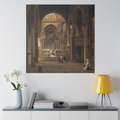 Interior of the Capella Palatina in Palermo Italy by Martinus Rørbye  on a Matte Canvas Stretched 0.75