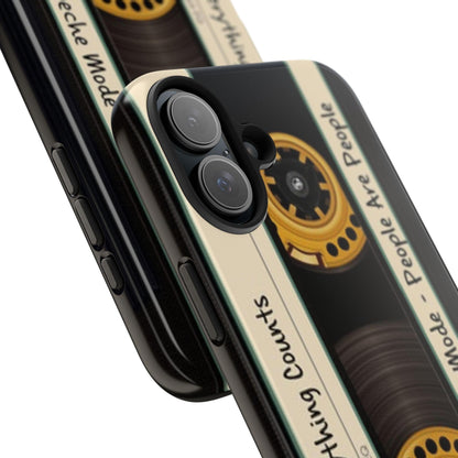 Nostalgic Old Cassette Tape with Yellow wheels iPhone Cases