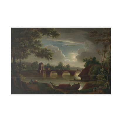 Landscape with the moon and a bridge, Michael Wutky - Matte Canvas, Stretched, 0.75"