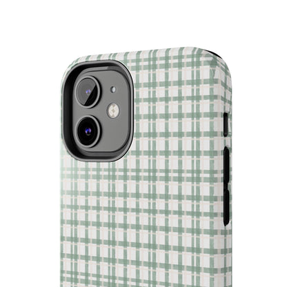 Vintage Sage Gingham Tough iPhone Cases