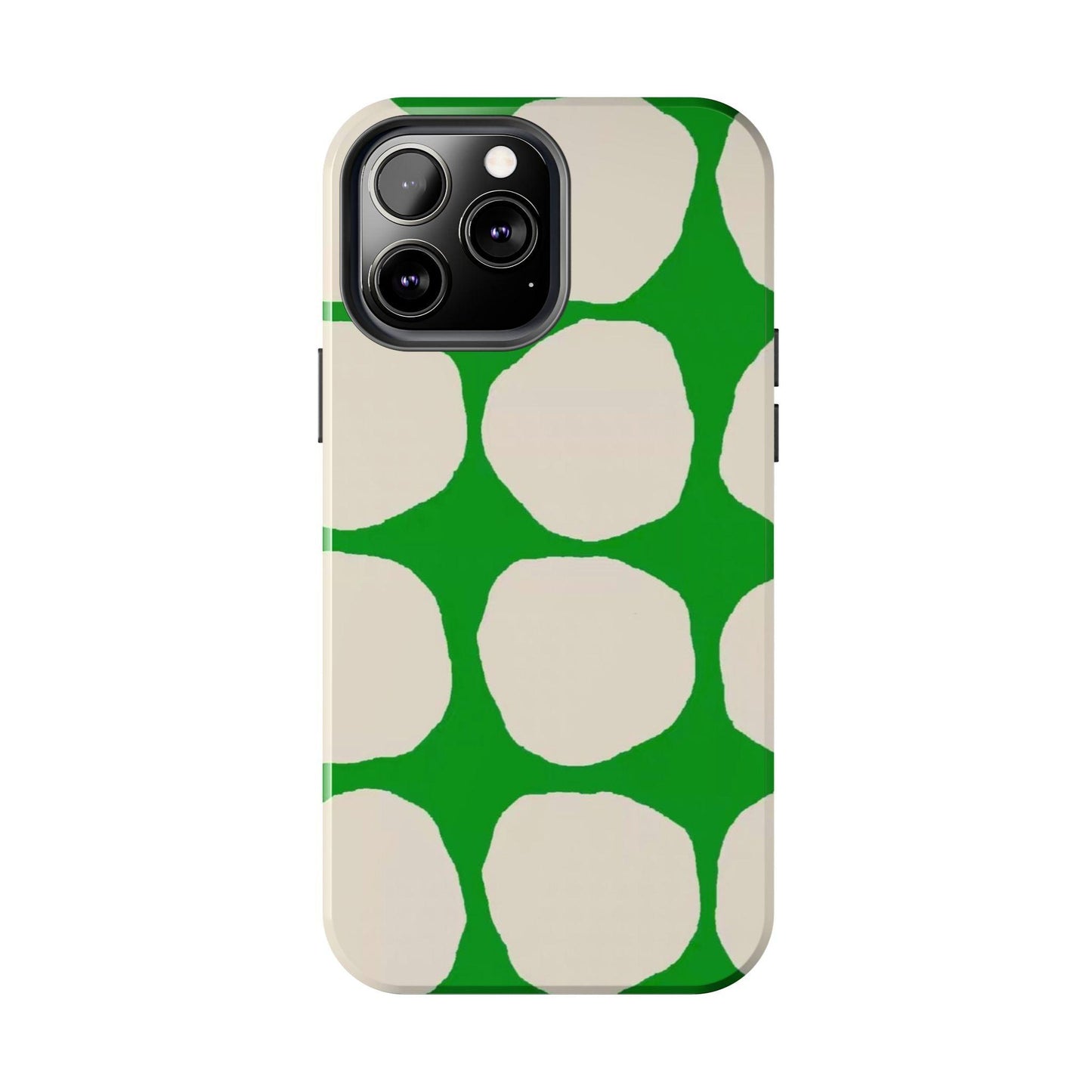 Green Scape with Beige Dots Tough iPhone Cases