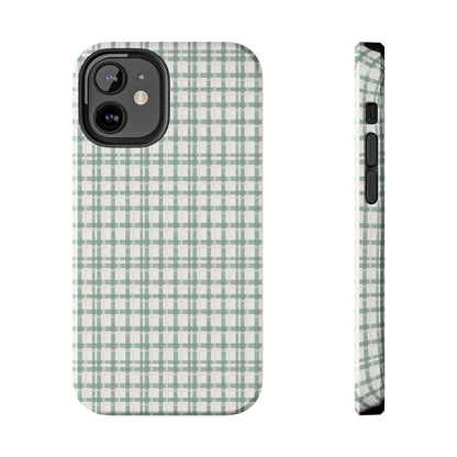 Vintage Sage Gingham Tough iPhone Cases