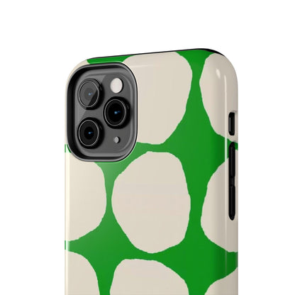 Green Scape with Beige Dots Tough iPhone Cases