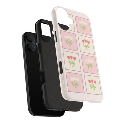 Floral Pastel Tulips Garden Tough iPhone Cases