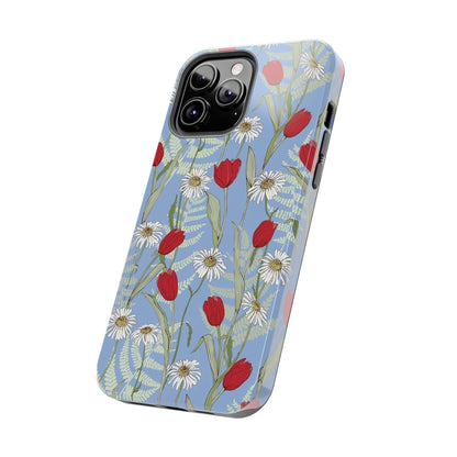 Blooms on Blue Tough iPhone Cases