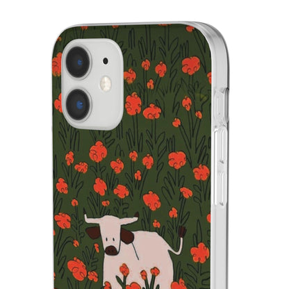 Cow in Flower Field - Flexi iPhone Cases